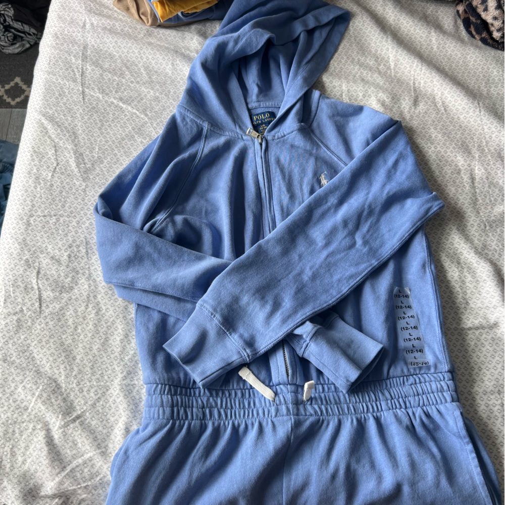 POLO RAULPH LAUREN HOODED ZIPPERED ROMPER